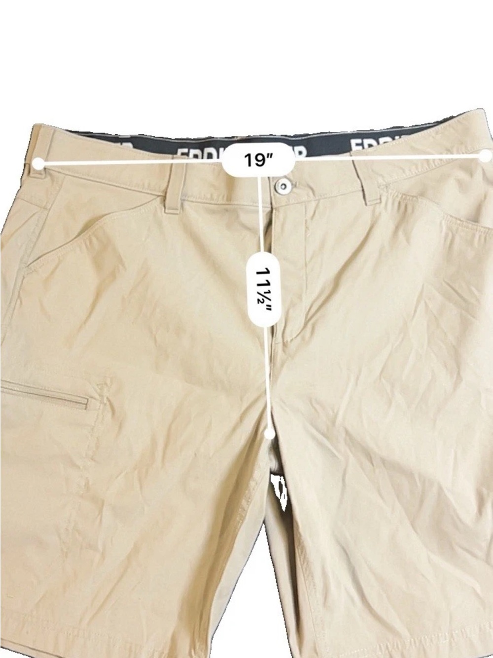 EDDIE BAUER Men's Rainier Tech Short TAN 40 Stretch Nylon 10" Inseam Zip Pocket - Picture 2 of 4